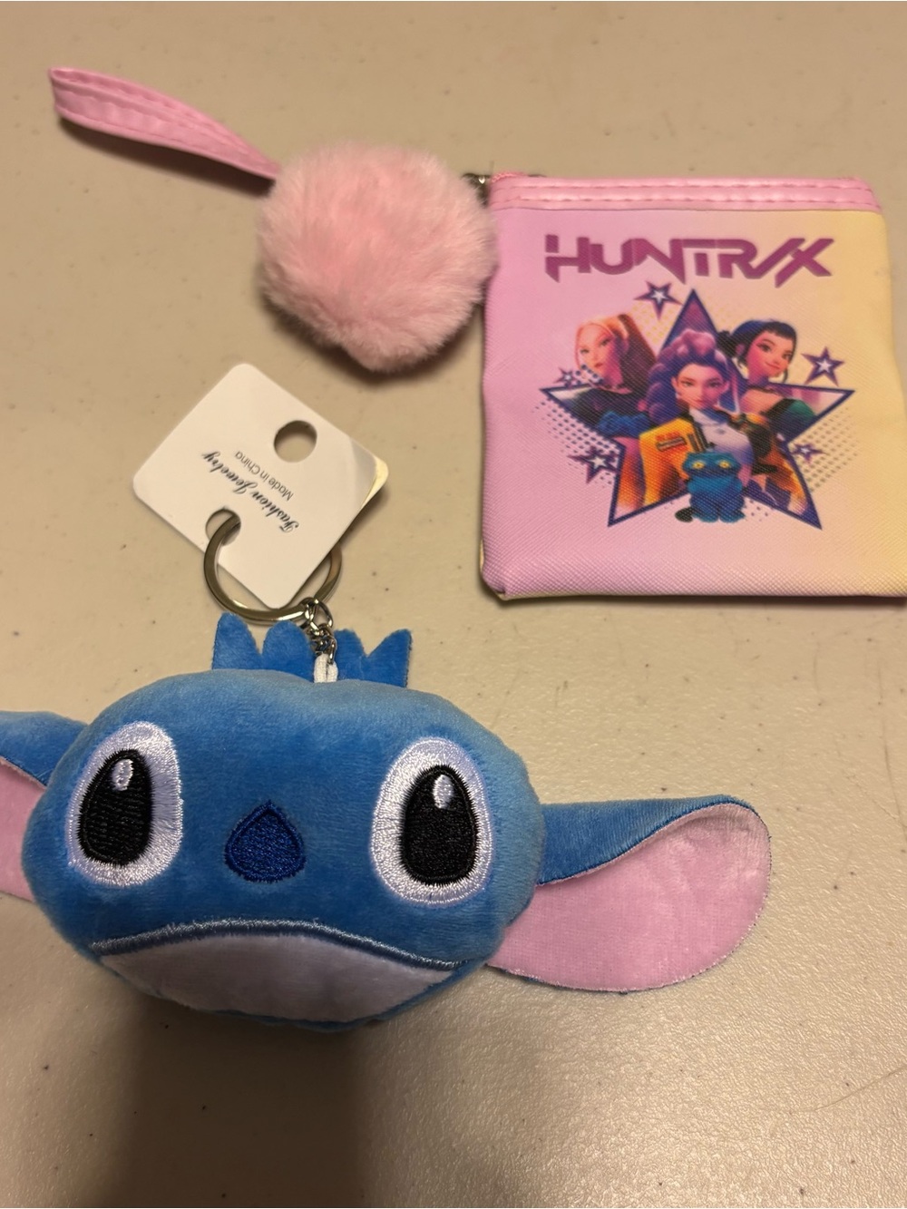 Pink Huntrax Coin Pouch with Blue Stitch Plush  new. Lot